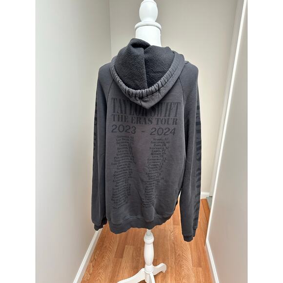 Taylor Swift The Eras Tour Faded Black Drawstring Hoodie Large - Picture 4 of 6